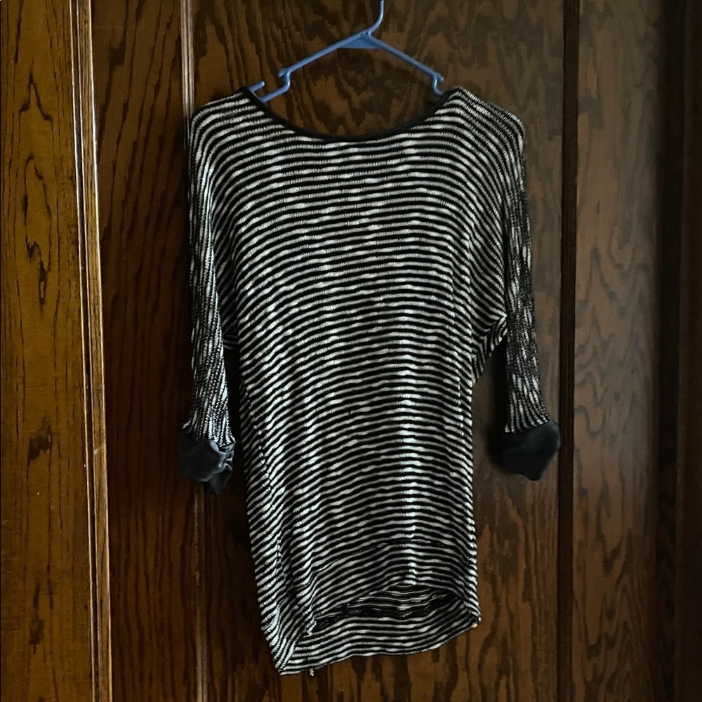 Maurices Black and White Striped Long Sleeve Top